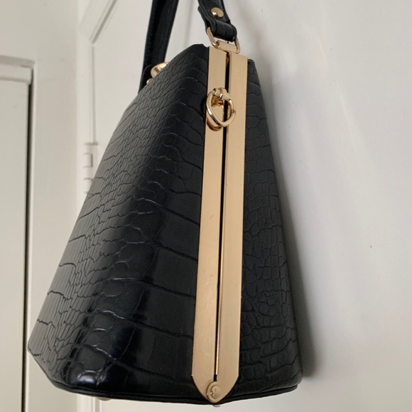 Mini Croc Handbag with Sparkle Clasp - Picture 3 of 10